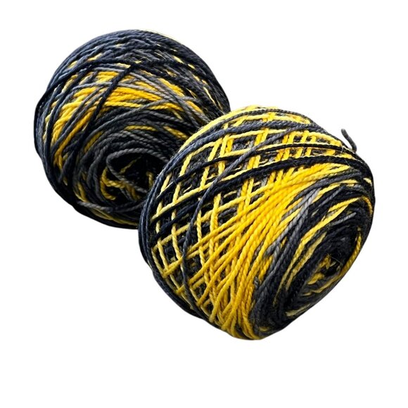 Hand-Dyed Yellow & Black Gradient Sock Yarn Balls Set of 2 - Picture 2 of 3